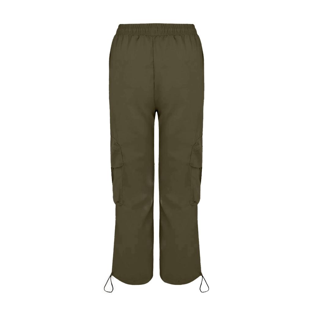 Damenmode, lässig, weites Bein, hohe Taille, Cargohose mit mehreren Taschen