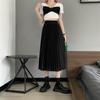 Luxury Long Pleated Skirts for Women Spring New Elegant Office Ladies Chic Elastic Band Fashion A Line Midi Skirt