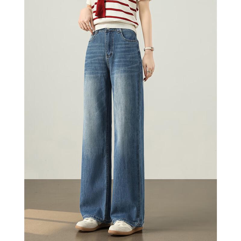 TERRE BLEUE Women s Casual Wide-Leg Denim Jeans M