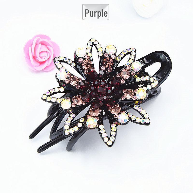 Korean Elegant Rhinestone Hair Claw Clip for Women Natural