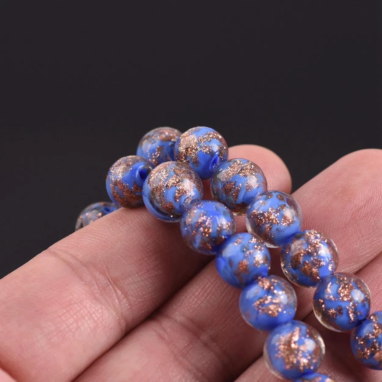 

10 шт. Круглі 8 мм 10 мм 12 мм Скляні намистини Лемпворк з фольгою для DIY рукоділля, виготовлення ювелірних виробів, браслетів, аксесуари 10mm-10pcs