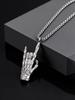 Punk Rock Gesture Pendant Necklace for Men Vintage Gothic Skull Stainless Steel Necklace Hip Hop Party Jewelry Gifts