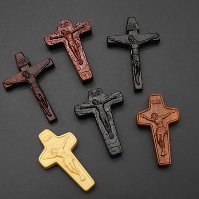 Jesue Cross Pendants for Necklace Men and Women Religious Christian Catholic Amulet Wooden Jewelry