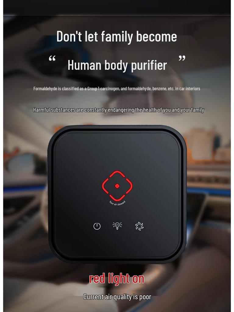 Portable Car Air Purifier with Negative Ion for Indoor Use – Removes Formaldehyde and Sterilizes