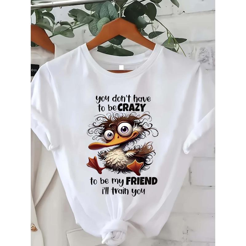 Европейские размеры Повседневная Стильная Футболка с Принтом для Женщин | Модный Базовый Слой, Уникальная для Всех Сезонов, Удобный Покрой Короткие Рукава S белый