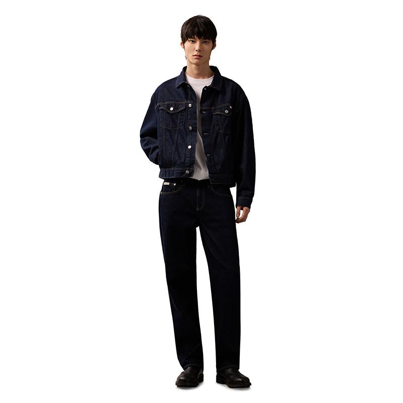 Calvin Klein American Vintage Classic Studded Button Loose Fit Denim Jacket Men Jackets Dark-Blue J326391