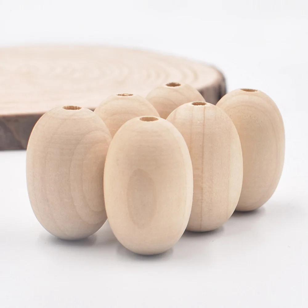 20pcs Oval 30x20mm Natural Wood Loose Beads for DIY Crafts Woodcraft Jewelry Making Accessories