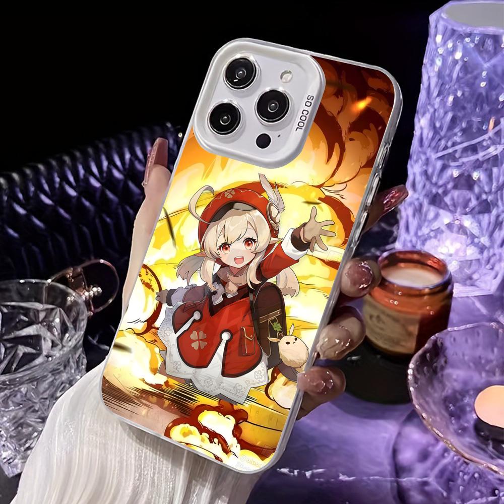 Game GI Klee Mobile Phone Case for iPhone 17 16 15 14 13 12 11 X XR XS 8 7 Air Pro Max Plus White Translucent Colorful Cover