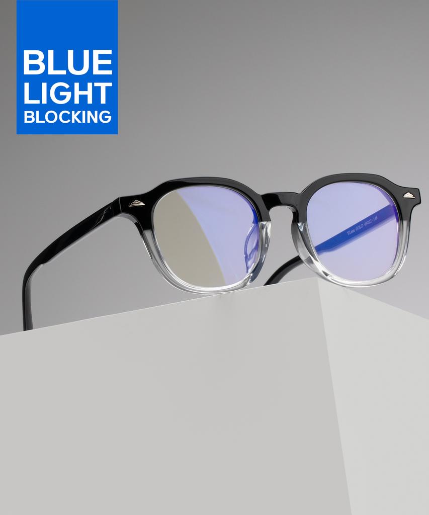 Likkeullou Rc Yleen Gold Blue Light Glasses Half