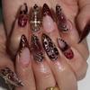Safe Press On Nail French Design Wine Red Nudes Pink Metal Leopard Print Crosses Desige Comfortable for Sensitive Skin