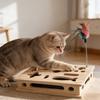 Cat Scratch Enrichment Box 3-in-1 Cat Scratch Puzzle Toy Cat Nail File Toy Protects Furniture for Indoor Cats Mental Stimulation