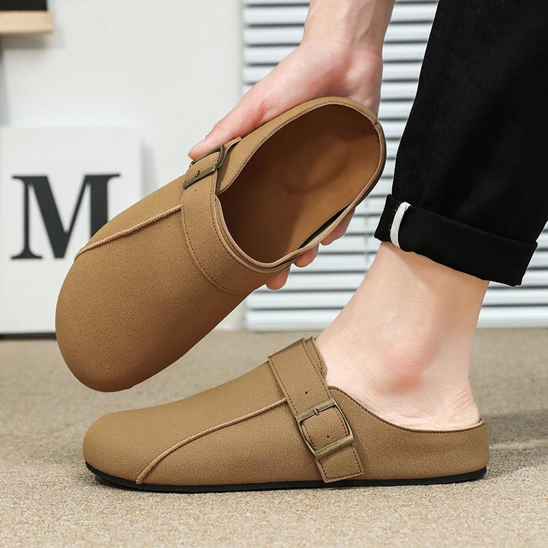 Lightweight Half Shoes For Men Mules Backless Loafers Slippers Semi-Drag Casual Shoes Male Slides Outdoor Slip On Flats