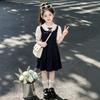 Rochie nouă de vară cu fundă pentru fete: Stil școlăresc, Aspect din două piese, Fustă de prințesă versatilă