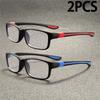2 Pairs of Men's Elegant Anti Blue Light Reading Glasses  Rectangular Full Frame Anti Glare Lenses