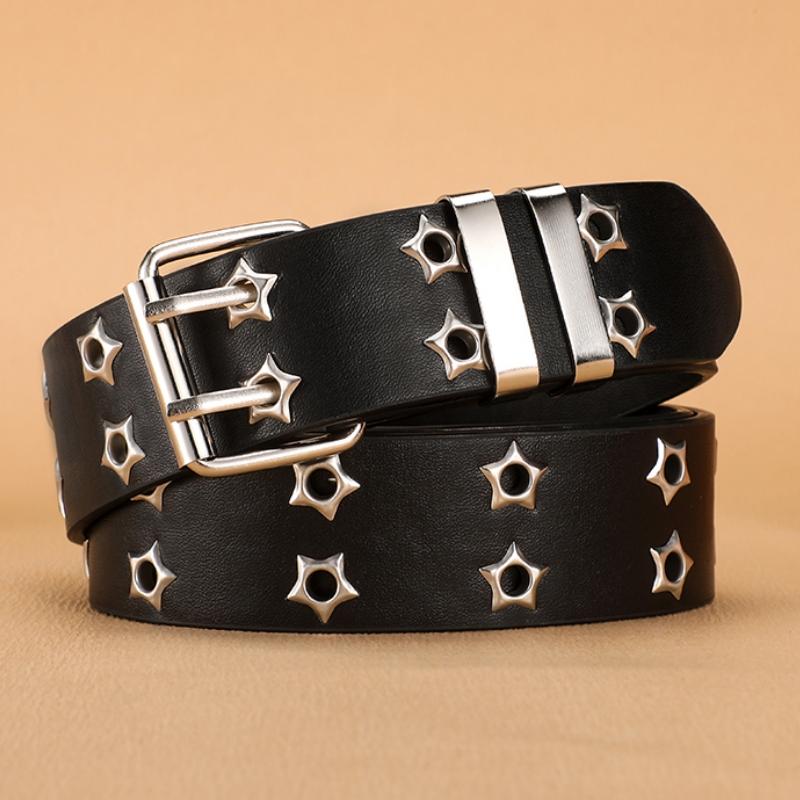 1Pc Women's Belt Large size Double Hole Men Belts Punk Hip Hop Rock Subculture Belts Punch Free Belt for Men and Women