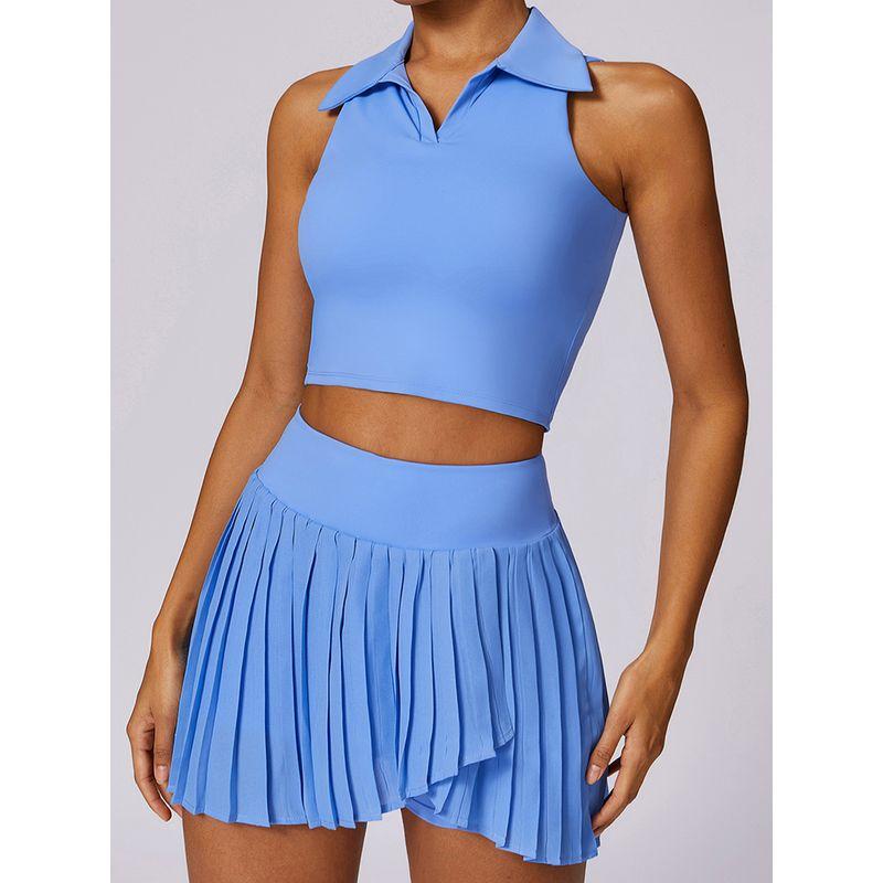 With Chest Pad Sports Vest Women Running Tennis Fitness Underwear Polo Lapel Outer Wear Sweatshirts Yoga Clothes Top