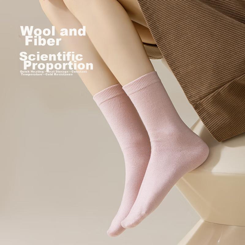And Wool Socksn, Mid-Calf Socks, Warm And Comfortable, Skin-Friendly, High-Elasticity, Fine-Spun Yarn, Heat-Retaining, Thickened, Seamless