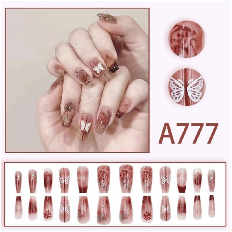 Whitening wearable nails, high-end, flashy, sweet, cool, simple, royal and hot girls wear nails in the new year in autumn.