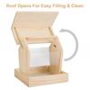 Wooden Hanging Bird Feeder with Easy-Open Roof Weatherproof Outdoor Wild Bird Feeder for Garden Patio Balcony Large Capacity Seeds Container for
