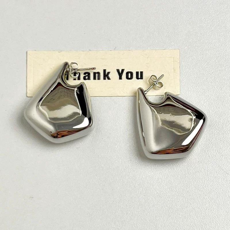 Vintage Ins Style Geometric Triangle Smooth Earrings New Punk Fashion Earrings Studs Women's Party Jewelry Accessories
