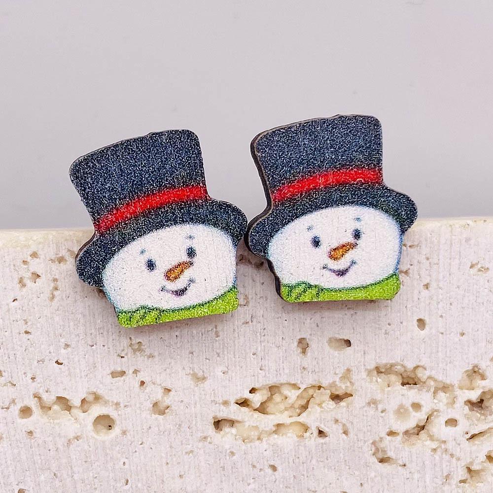Christmas Stud Earrings: Reindeer, Tree, Snowman & Santa Designs - Wooden Holiday Gifts for Women