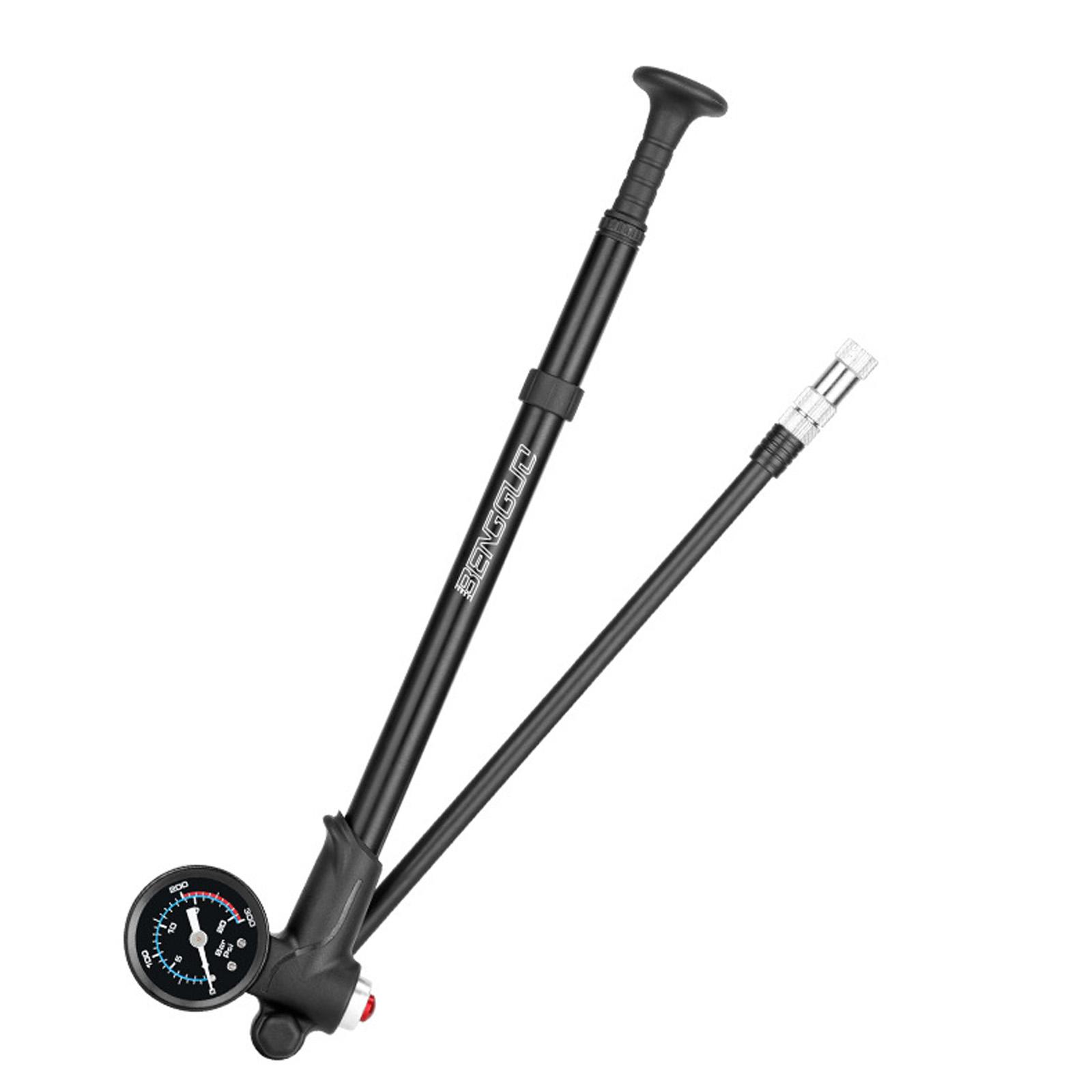 

Насос високого тиску для шосейного гірського велосипеда 300PSI Повітряний насос з манометром для передньої вилки та задньої підвіски Маленький насос A чорний