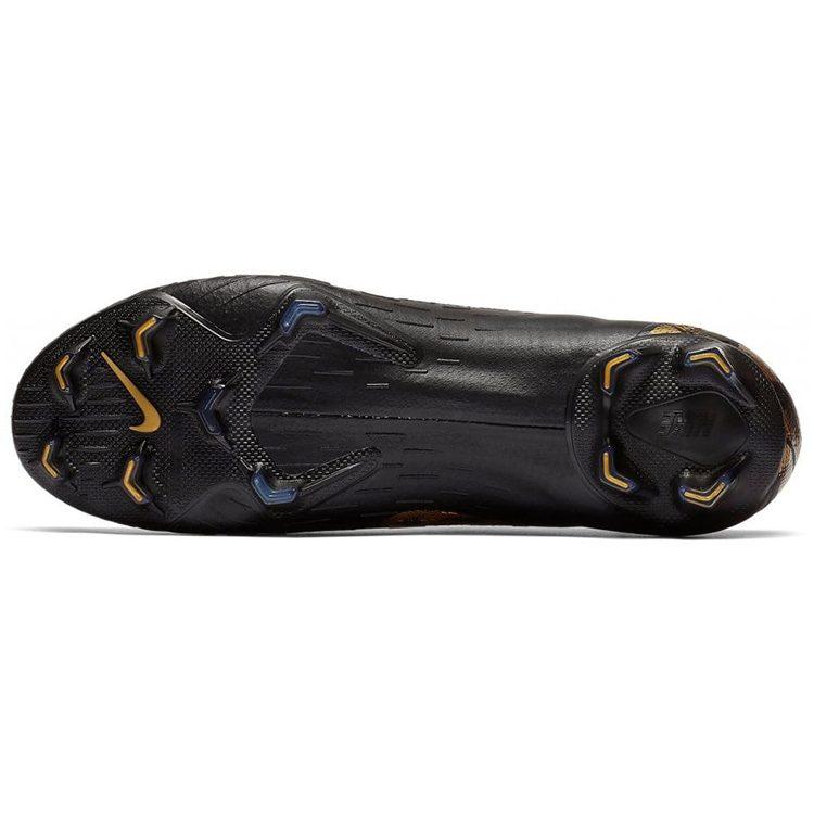 Nike Mercurial Vapor 12 FG Firm Ground Slip Resistant Abrasion Resistant Soccer Shoes Men's Black Gold AH7380-077
