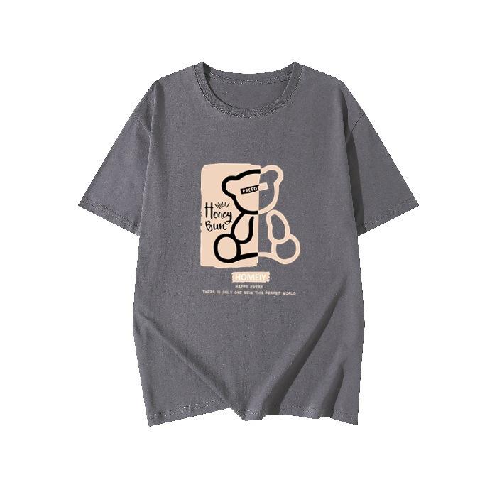 

Spring and summer new Japanese and Korean casual printing cotton short-sleeved T-shirt pullover round neck loose fashion versatile women s T-shirt 4XL