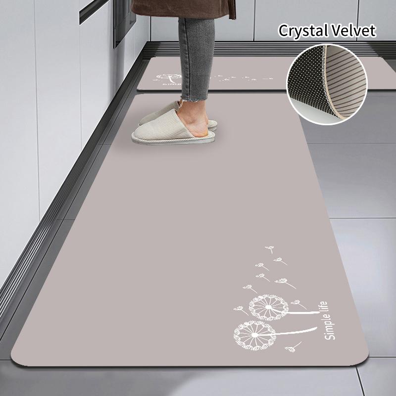 Classic Kitchen Mat Foot Mat Non-slip Kitchen Rug Crystal Velvet Long Carpet Soft Washable Bathroom Rug Kitchen Accessorie Tapis