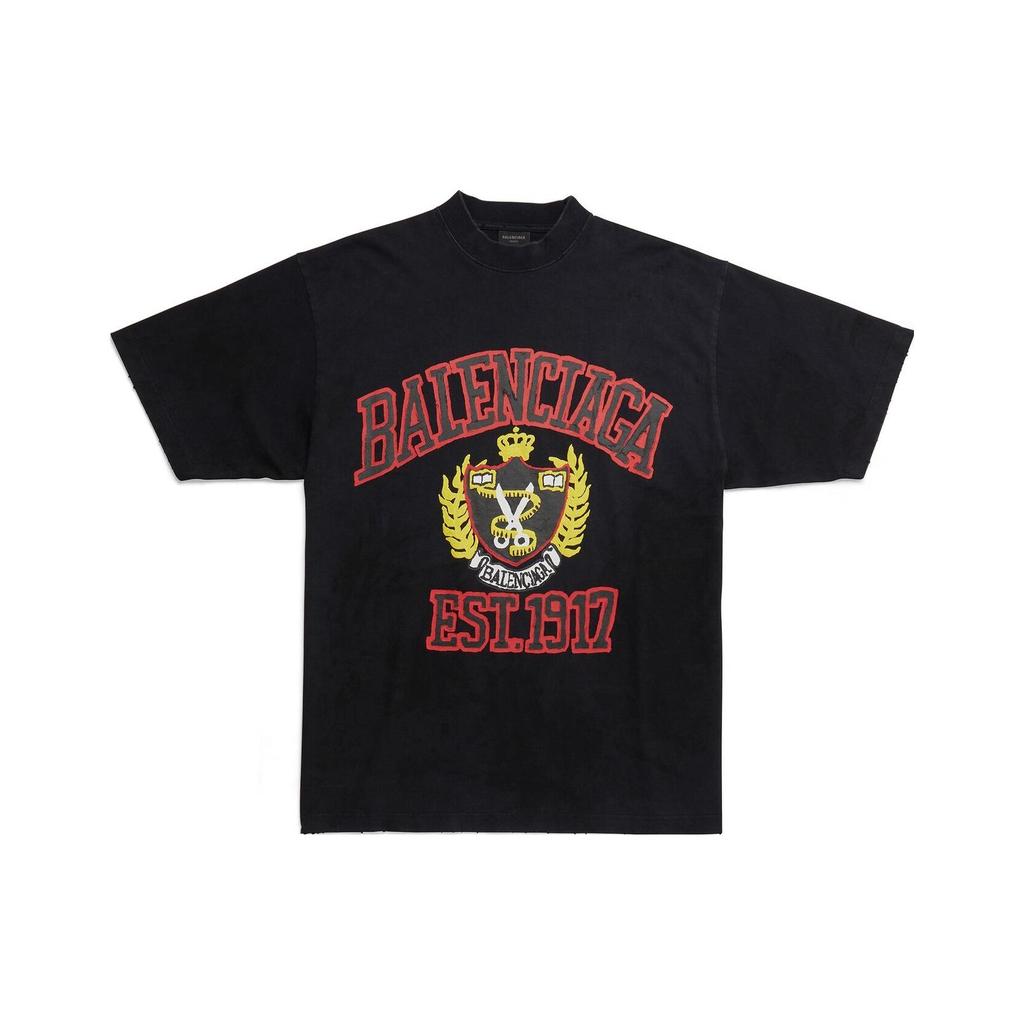 Balenciaga Est. 1917 Crest Logo T-shirt 'Black' Men's 739784TOVK11055