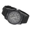 Electronic Analog Wrist Watch Round Nylon Strap Military Wristwatch (Black)