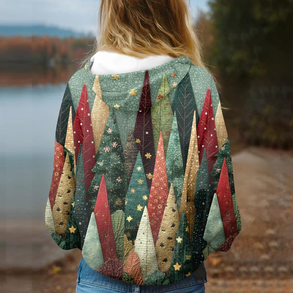 Women's Fashion Sweatshirt Printed Casual Hooded Sweatshirt With Pockets