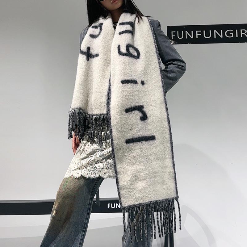 Autumn and winter high-end red shawl cape long wool scarf fashion versatile fringed cape triangle scarf