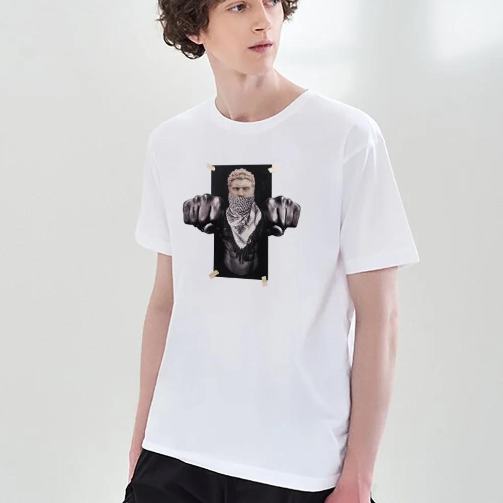 

Футболки Топы Харадзюку Мужская Мода Круглый вырез Короткий рукав Летние футболки Белый Бодибилдинг Футболки Скульптурный принт Повседневная одежда XXXXXL белый