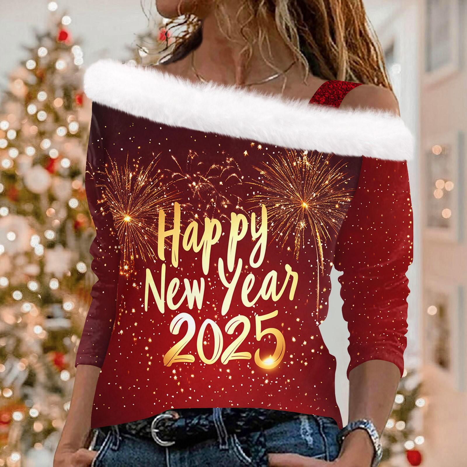 

Женский повседневный рождественский принт с длинными рукавами и без бретелек из плюша XXL красный