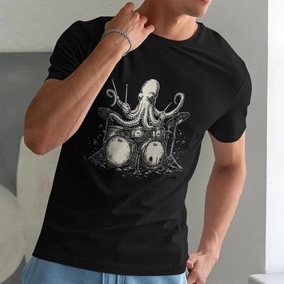 Octopus Drummer T-Shirt Vintage Music Lover Gift Tee - H014