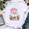 Santa Claus Riding A Dolphin Print Tshirt for Girls White Casual Christmas Gift Tshirt Fashionable Shortsleeved Tshirt Women