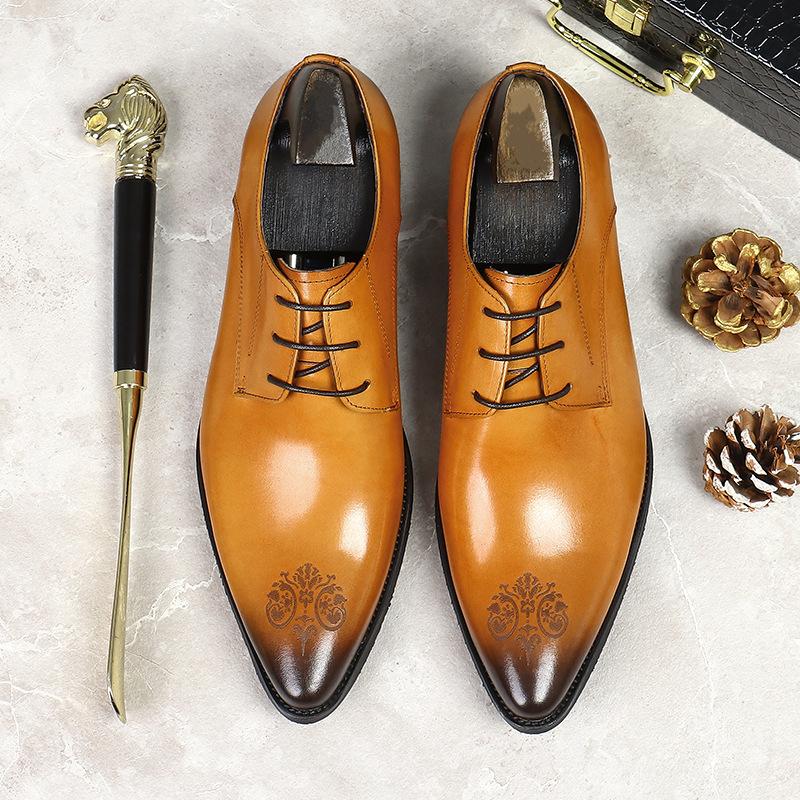 Pantofi de piele la modă, lucrați manual, antiderapanți pentru bărbați, stil britanic, pantofi de nuntă, ținută formală de afaceri, 37-46, nou