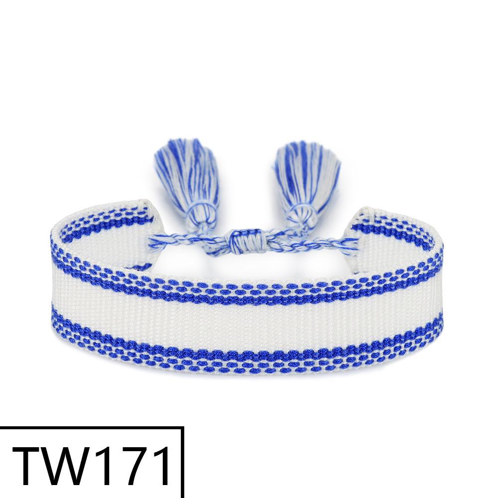 Handmade Bohemian Embroidered Logo Tassel Bracelet - Ethnic Style Friendship Band