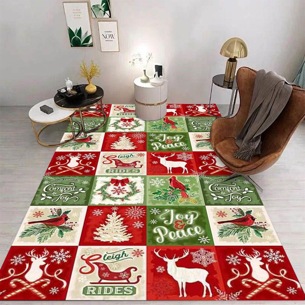 

Christmas Santa Claus and Elk Theme Creative Carpet Living Room Bedroom Corridor Christmas Decoration Non Slip Mat Gift 40x60CM