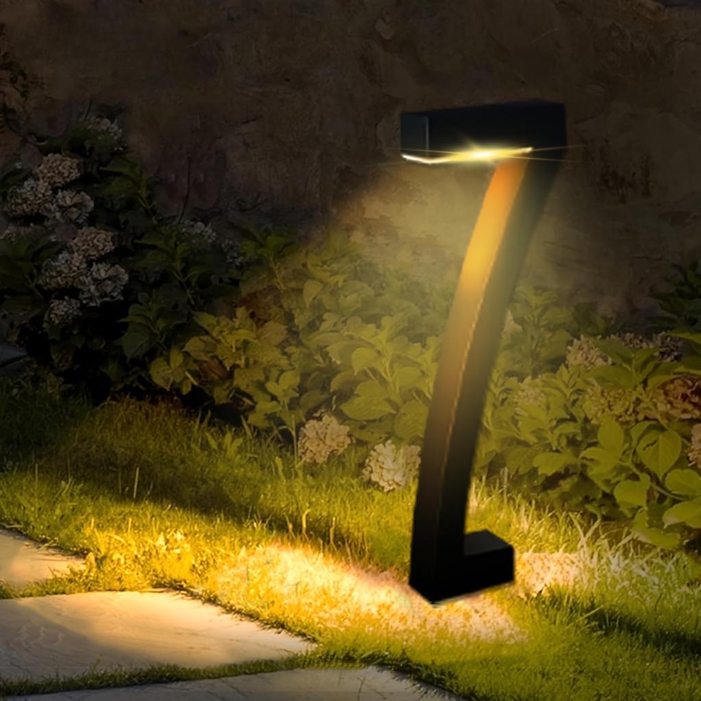Moderne Geometrische Solarpfadleuchten, 7-förmige Außen-Gartenlampe - Wasserdicht, Warmweiße LED, für Hof, Auffahrt, Rasen Dekoration, Einfache Installation