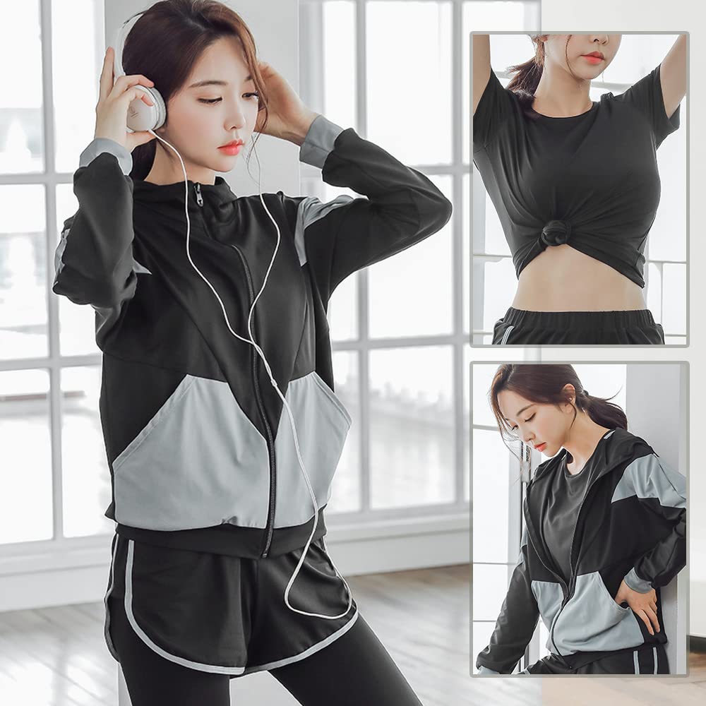 DawnRain Fitness Training Wear Set Women's 5-Piece