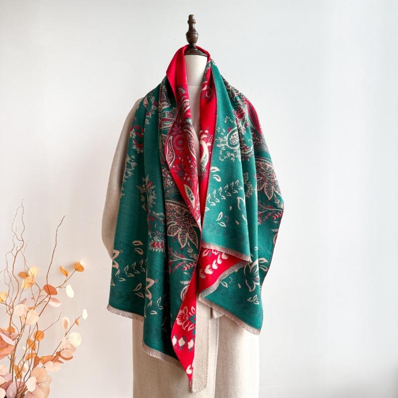 New cashew flower jacquard scarf women's autumn and winter fashion imitation cashmere shawl thickened warm scarf