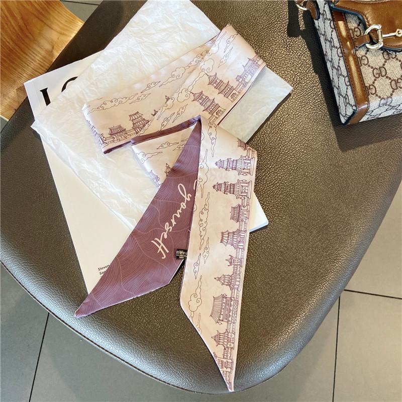 Retro Chinese Headband & Silk Ribbon Scarf: Elegant Horse Racing Decor for Bags & Hair