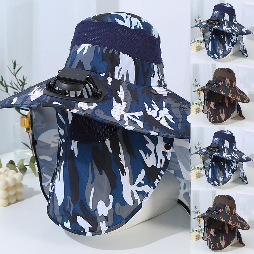Outdoor Mountaineering Fishing Sun Hat With Large Solar Fan