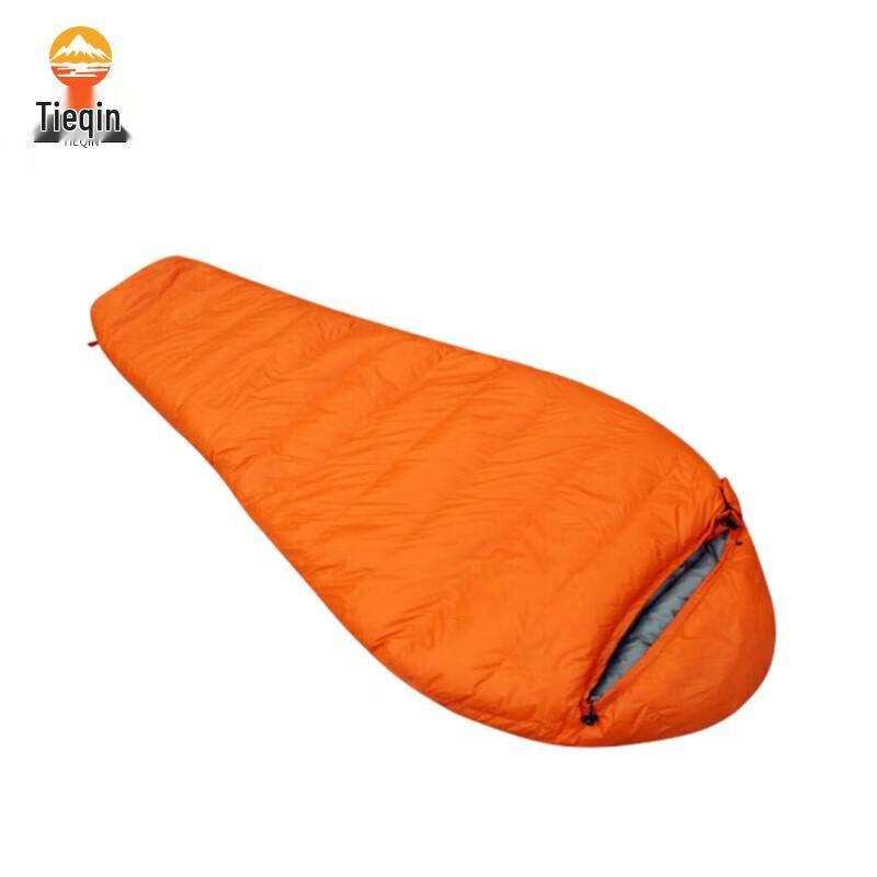 TIEQIN Adult Mummy Down Sleeping Bag - Firefighter Orange