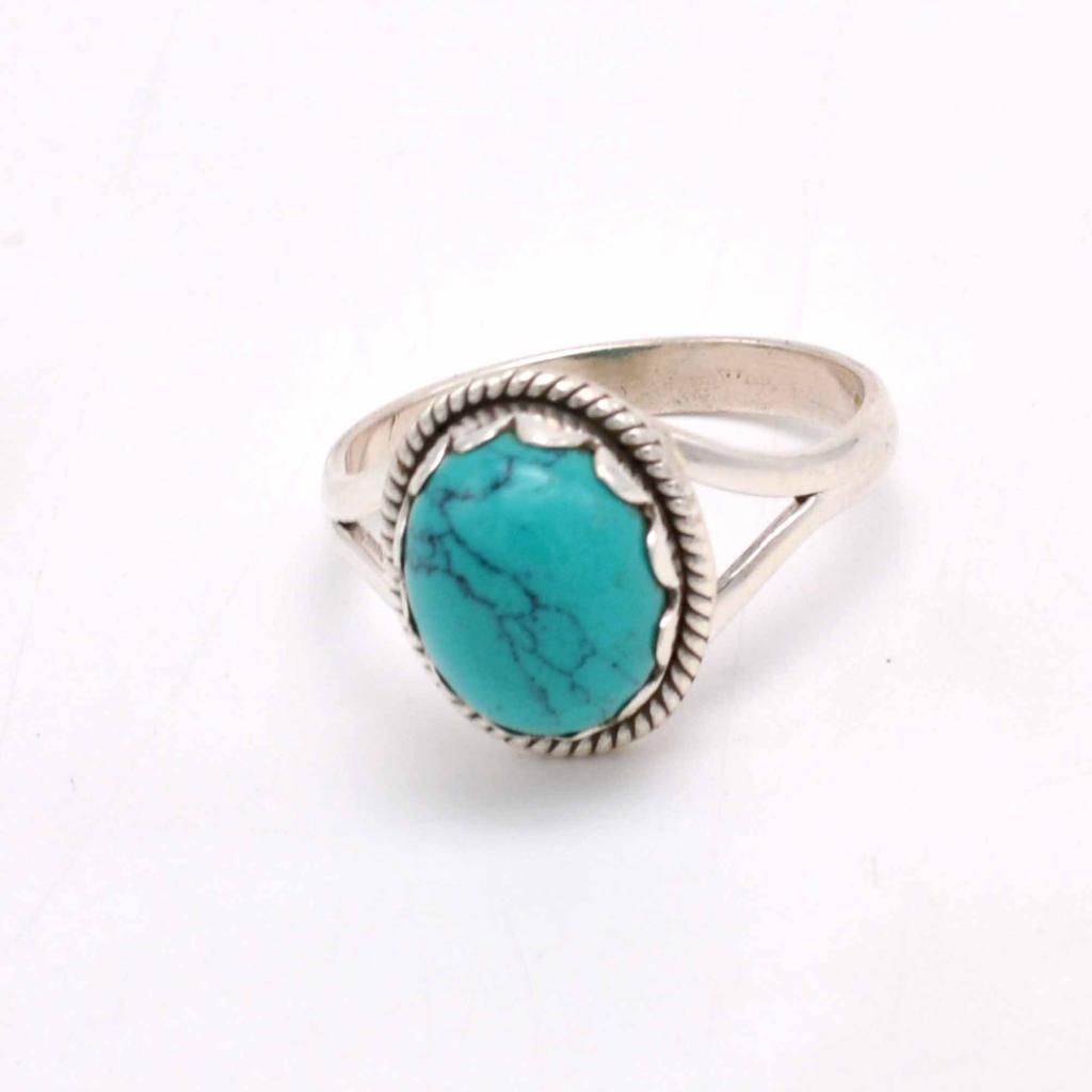Turquoise 925 Sterling Silver Ring, Firoza Gemstone Handmade Women Boho Ring Jewelry