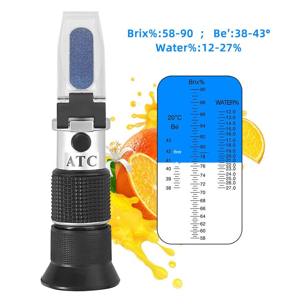 Portable Handheld Honey Brix & Baumé Refractometer (58-90 Brix) Sugar Meter