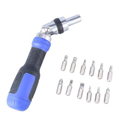 Ratchet Screwdriver 13-in-1 Multiple Bits Tool All In One Ratcheting Screwdriver Set with Flat Head Hexgonal Bits 12Bits