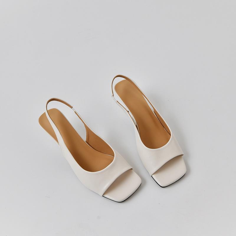 2025 new French retro silver cat heel fish mouth open-toed sandals women's summer high heels